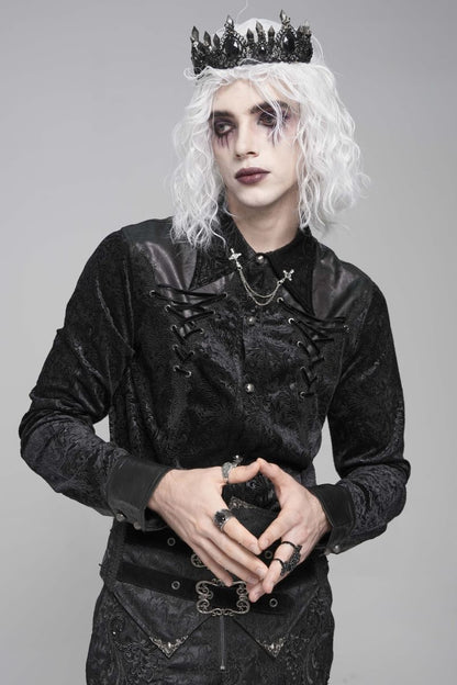 Schwarzes Hemd Vampire Prince Shirt mit Zierschnürung von Devil Fashion