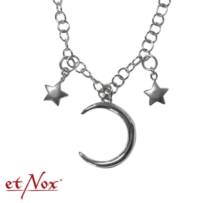 Silberfarbene Halskette Mond und Sterne von etNox