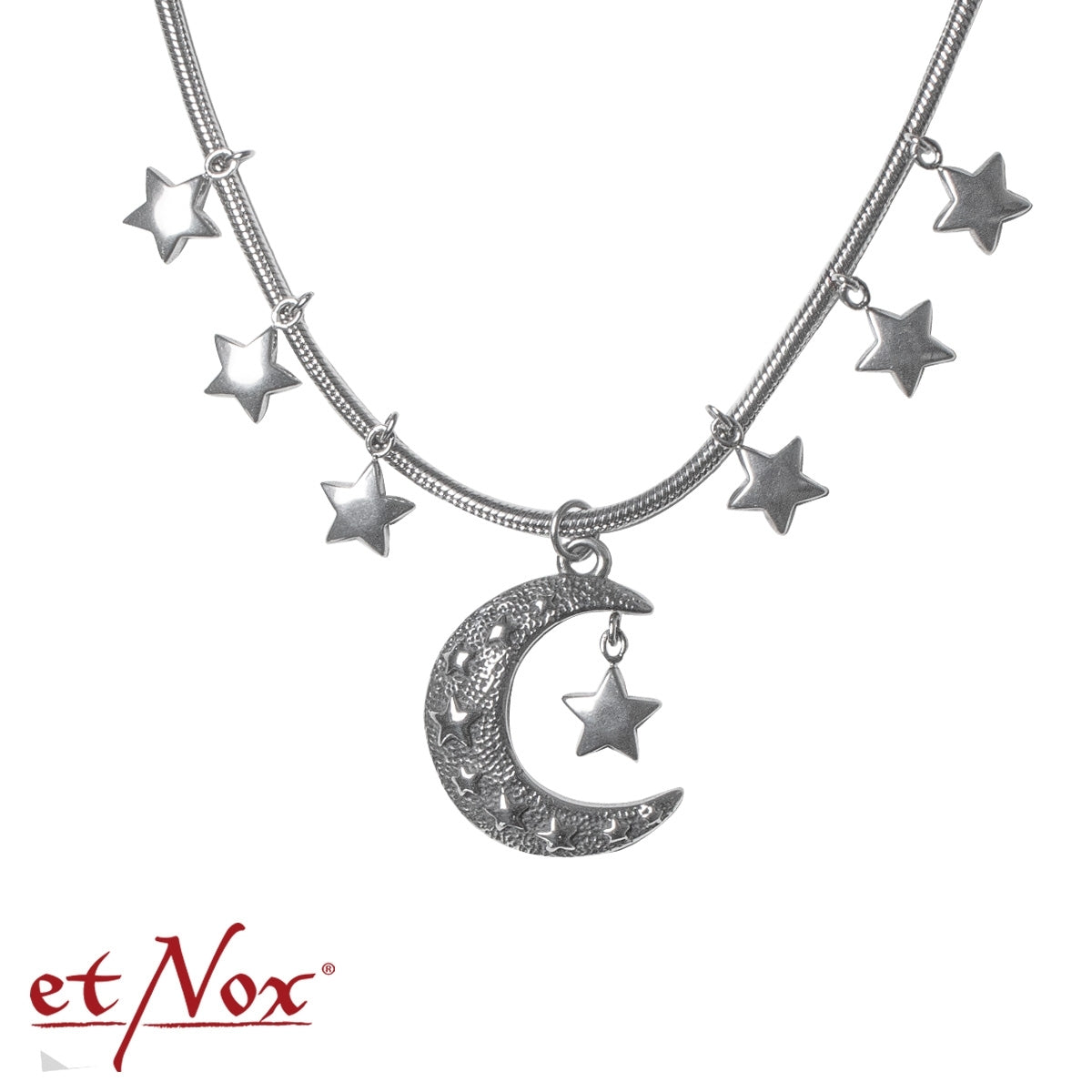 Silberfarbene Halskette Sterne und Mond von etNox