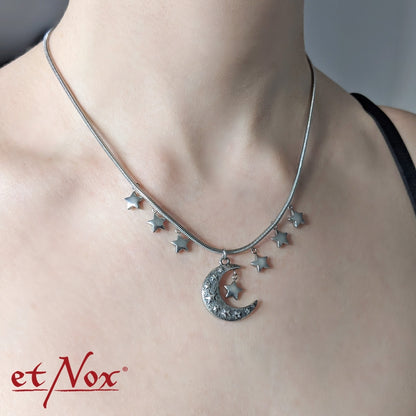 Silberfarbene Halskette Sterne und Mond von etNox