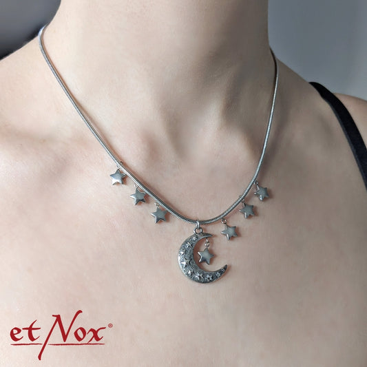 Silberfarbene Halskette Sterne und Mond von etNox