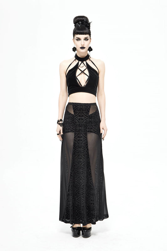 Gothic Cross Maxi Mesh Skirt