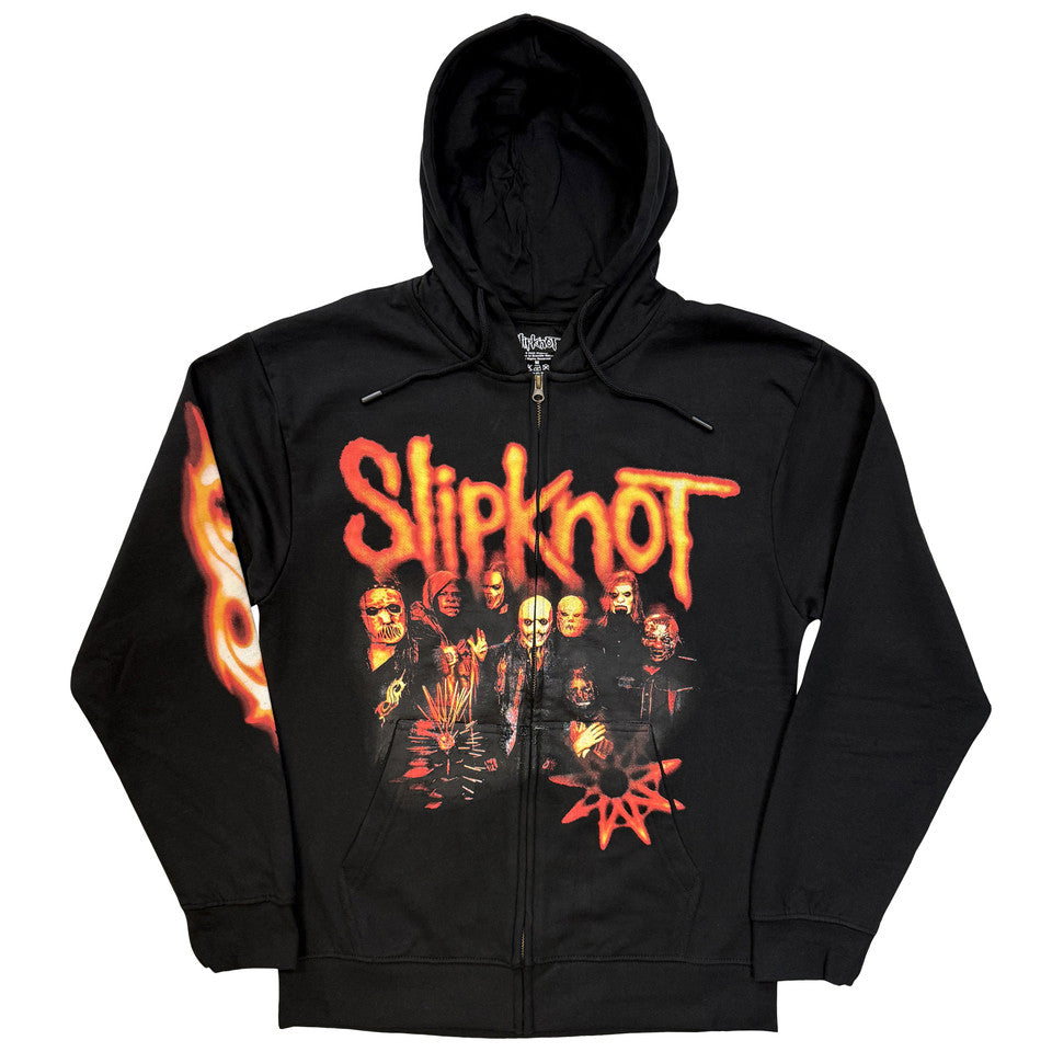 Lizensierte Sweatshirtjacke Slipknot The End So Far Group Photo Nonagram Band-Hoodie mit Backprint