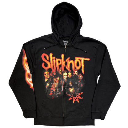 Lizensierte Sweatshirtjacke Slipknot The End So Far Group Photo Nonagram Band-Hoodie mit Backprint