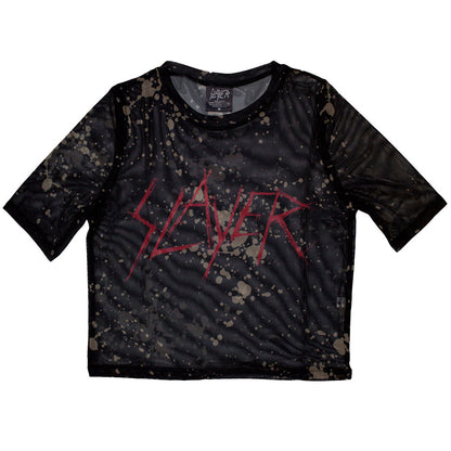 Slayer Scratchy Logo Ladies Mesh Crop Top
