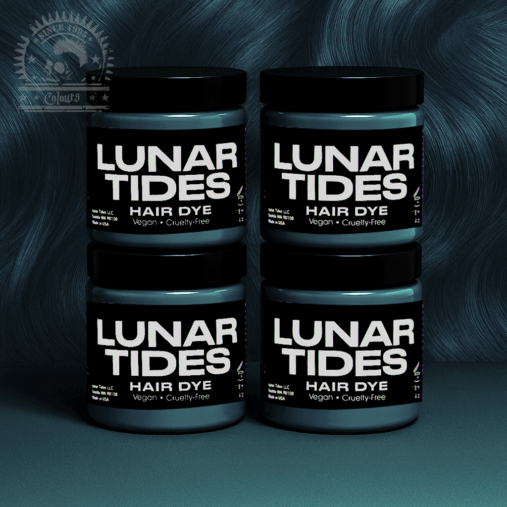 semi-permanente Haartönung 4er-Sparset&nbsp;SMOKEY TEAL in dem Farbton Petrol mit grauen, rauchigen Untertönen von Lunar Tides