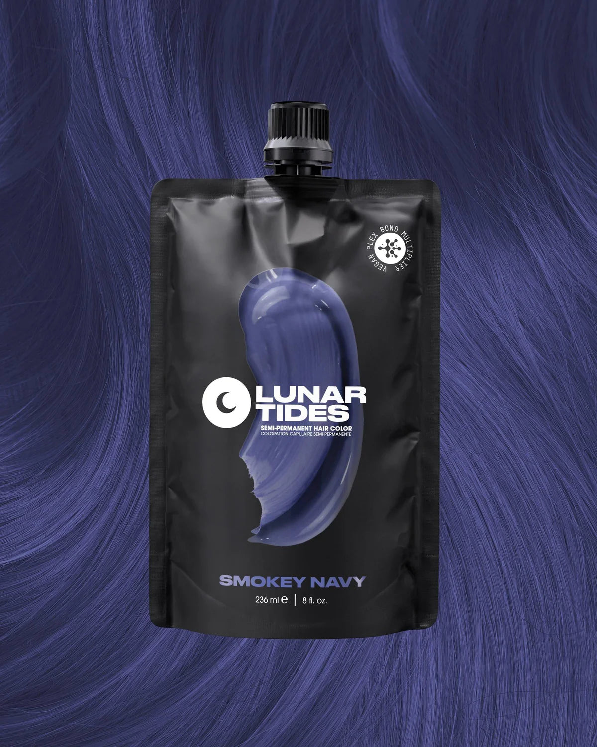 semi-permanente Haartönung Smokey Navy in dem Farbton Blau mit grauen, rauchigen Untertönen von Lunar Tides
