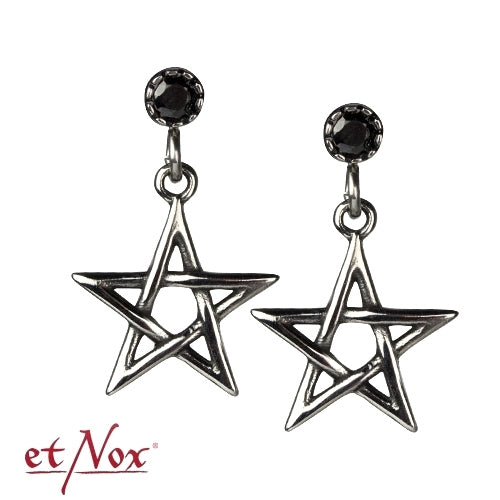 Silberfarbene Ohrringe Pentagramm mit Zirkonia von etNox