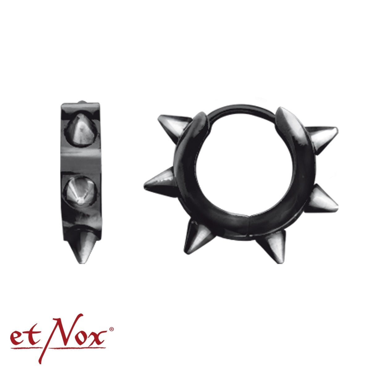 Schwarze Ohrringe Spikes black mit Scharnier von etNox