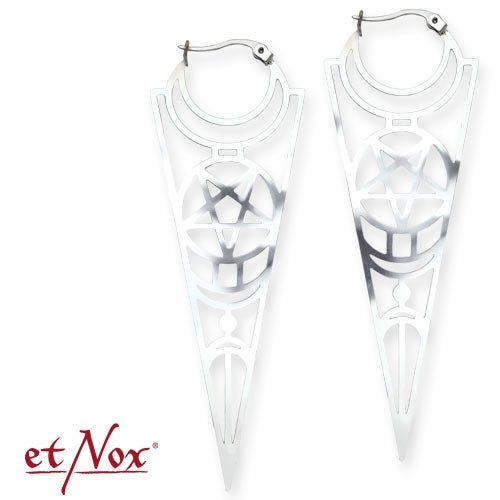 Silberfarbene Edelstahl-Ohrringe Ornament mit Spiral-Ornamenten im Nu-Goth-Stil von etNox
