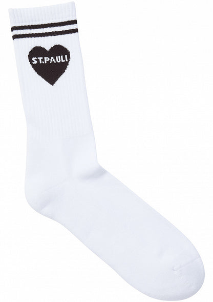 Weiße Socken mit schwarzem Herz von St.Pauli