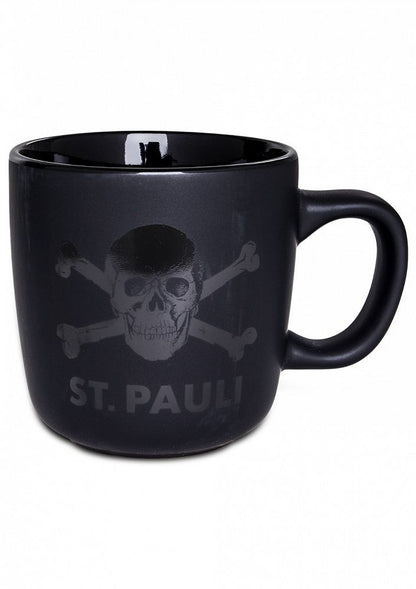Matt black coffee mug skull St.Pauli 