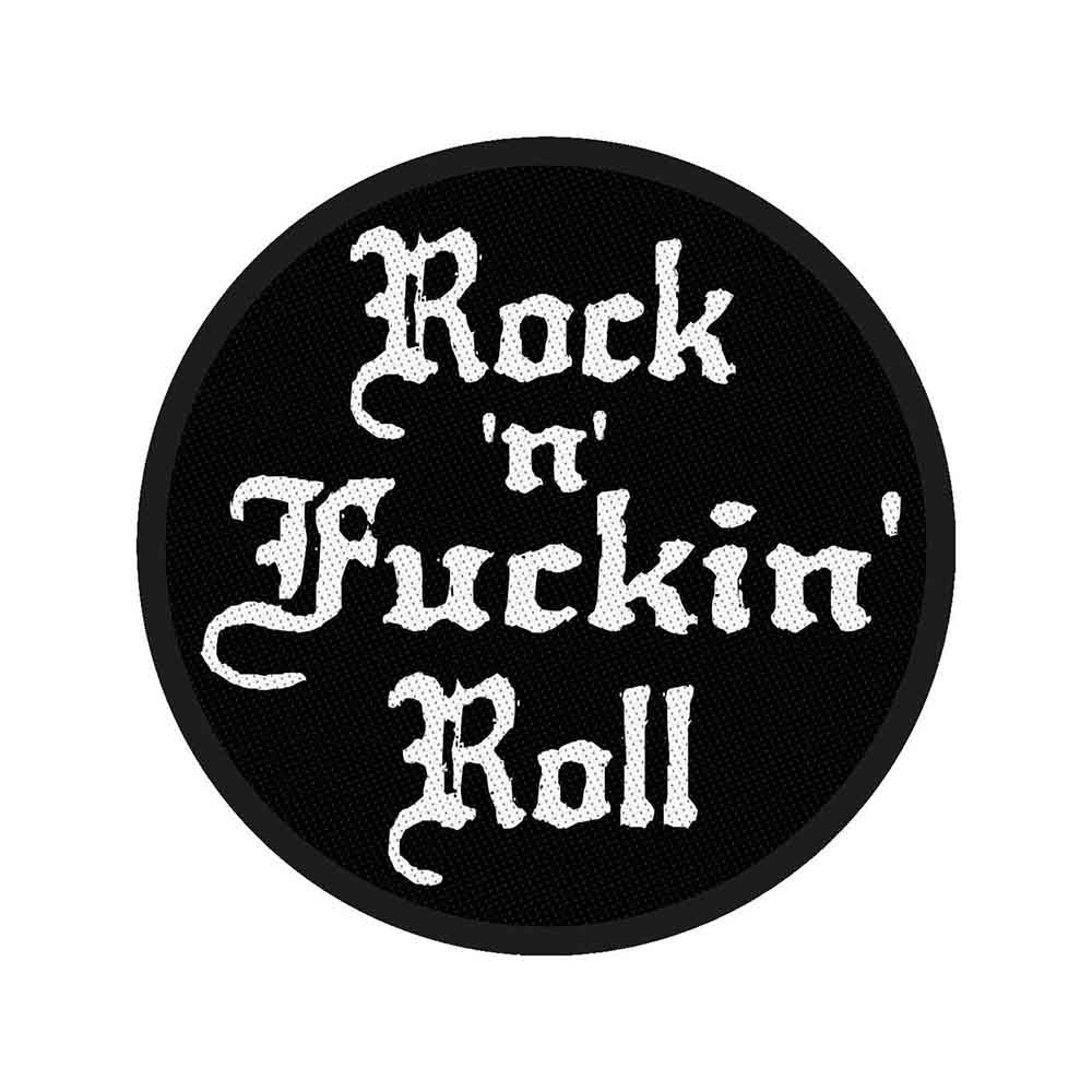 Schwarz-weißer, runder Aufnäher Generic Rock N' Fuckin' Roll Patch