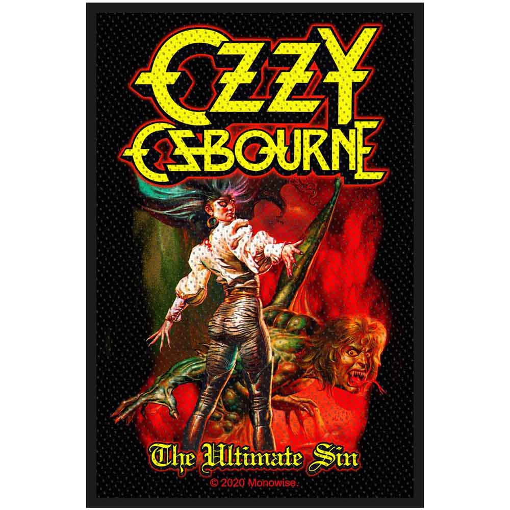 Rechteckiger, bunter Aufnäher Ozzy Osbourne The Ultimate Sin Patch Nr.4 mit detailliertem Print