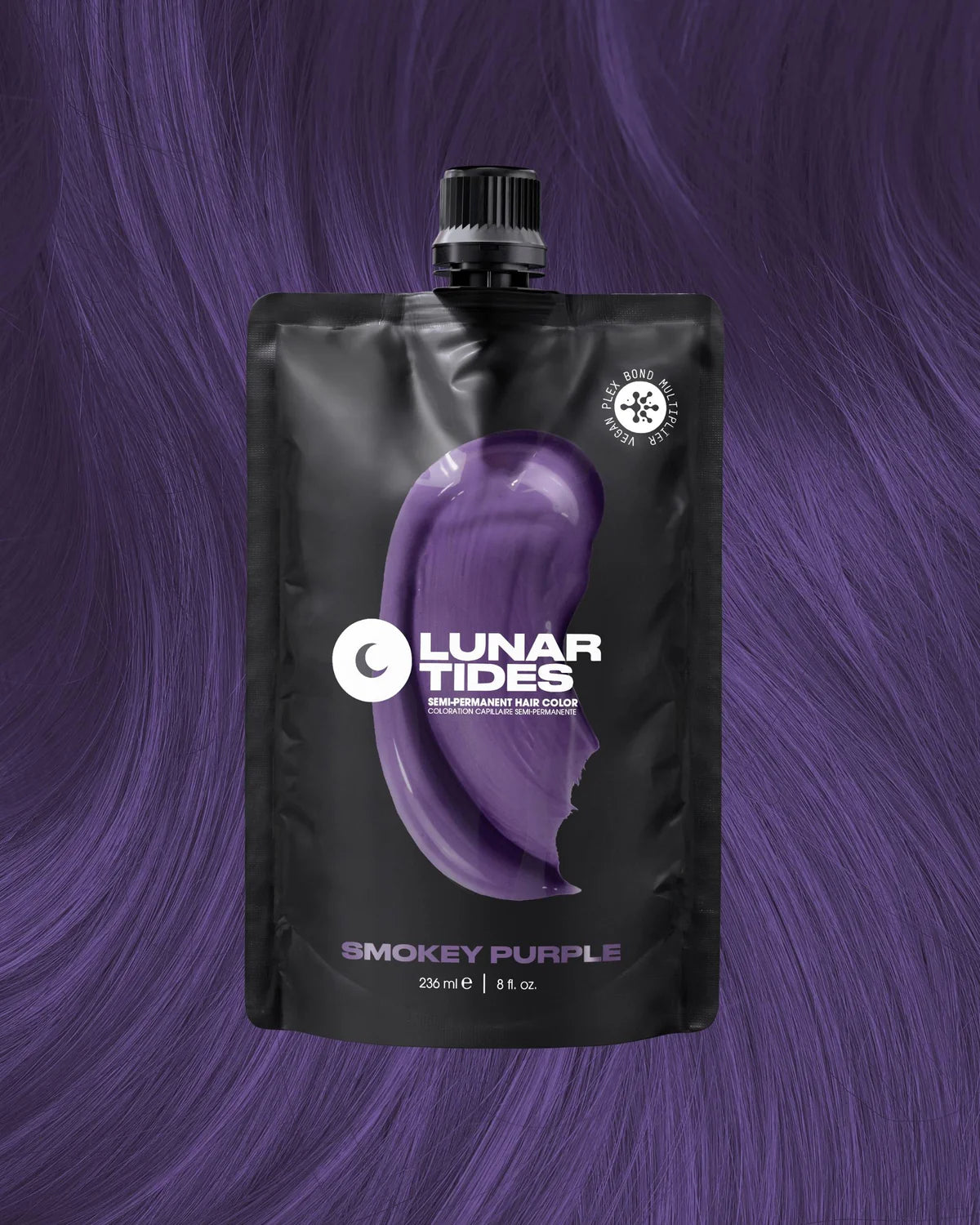 semi-permanente Haartönung Smokey Purple in dem Farbton Lila mit grauen, rauchigen Untertönen von Lunar Tides