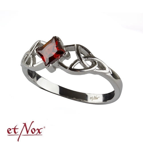 Edelstahlring Keltischer Kristall Ring mit keltischem Design und rotem Stein von etNox