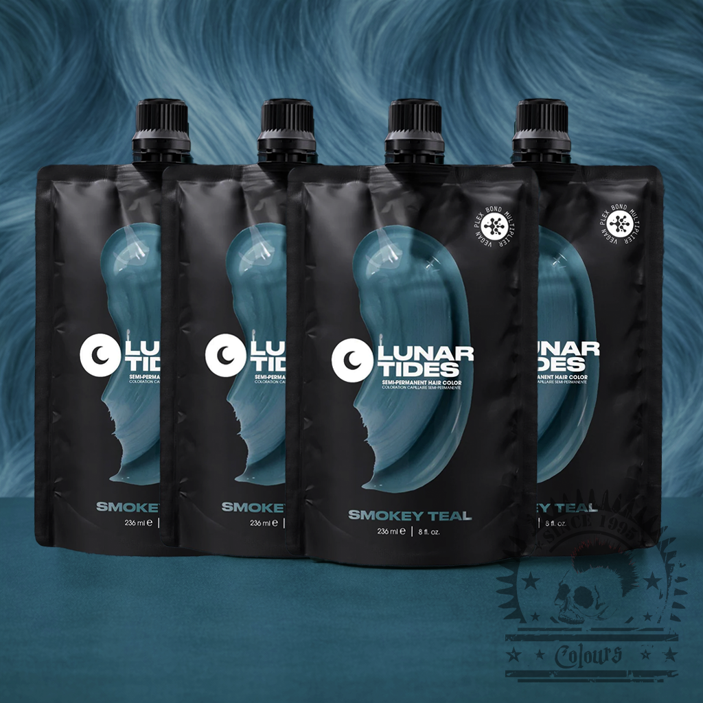 Vier semi-permanente Haartönungen 4er-Sparset Smokey Teal in dem Farbton Blaugrau von Lunar Tides