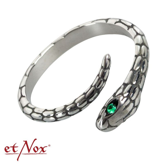 Edelstahlring Schlange Ring mit Stein als Augen von etNox