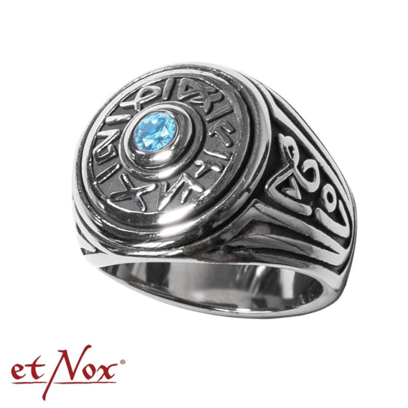 Edelstahlring Secret Signs Ring mit Stein in der Mitte von etNox