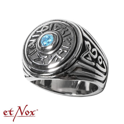 Edelstahlring Secret Signs Ring mit Stein in der Mitte von etNox
