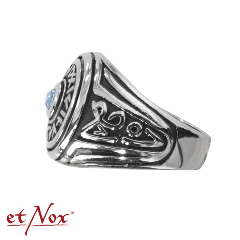 Edelstahlring Secret Signs Ring mit Stein in der Mitte von etNox