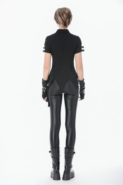 Schwarzes Shirt Severina Laced Shirt mit Zierschnürung von Dark In Love