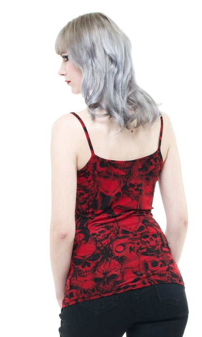 Rotes Oberteil Skull Top Red mit Schädel Print von Queen of Darkness