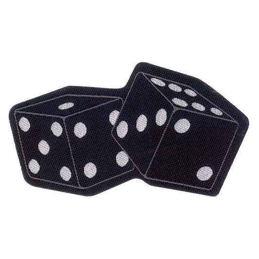 Schwarz-weißer Aufnäher Generic Dice Patch in Form von zwei Würfeln