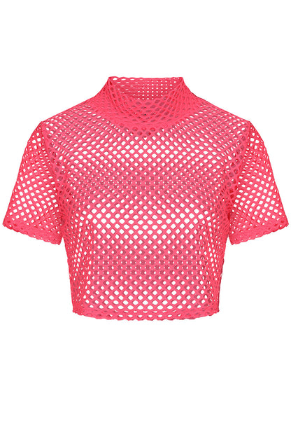 Neon Pink MESH CROP TOP Banned