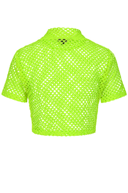 Neon Yellow MESH CROP TOP Banned Rückansicht