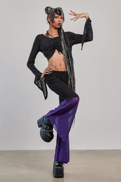 Schwarzes Oberteil MORGANA WITCHING TOP mit Raffung an der Vorderseite von Banned