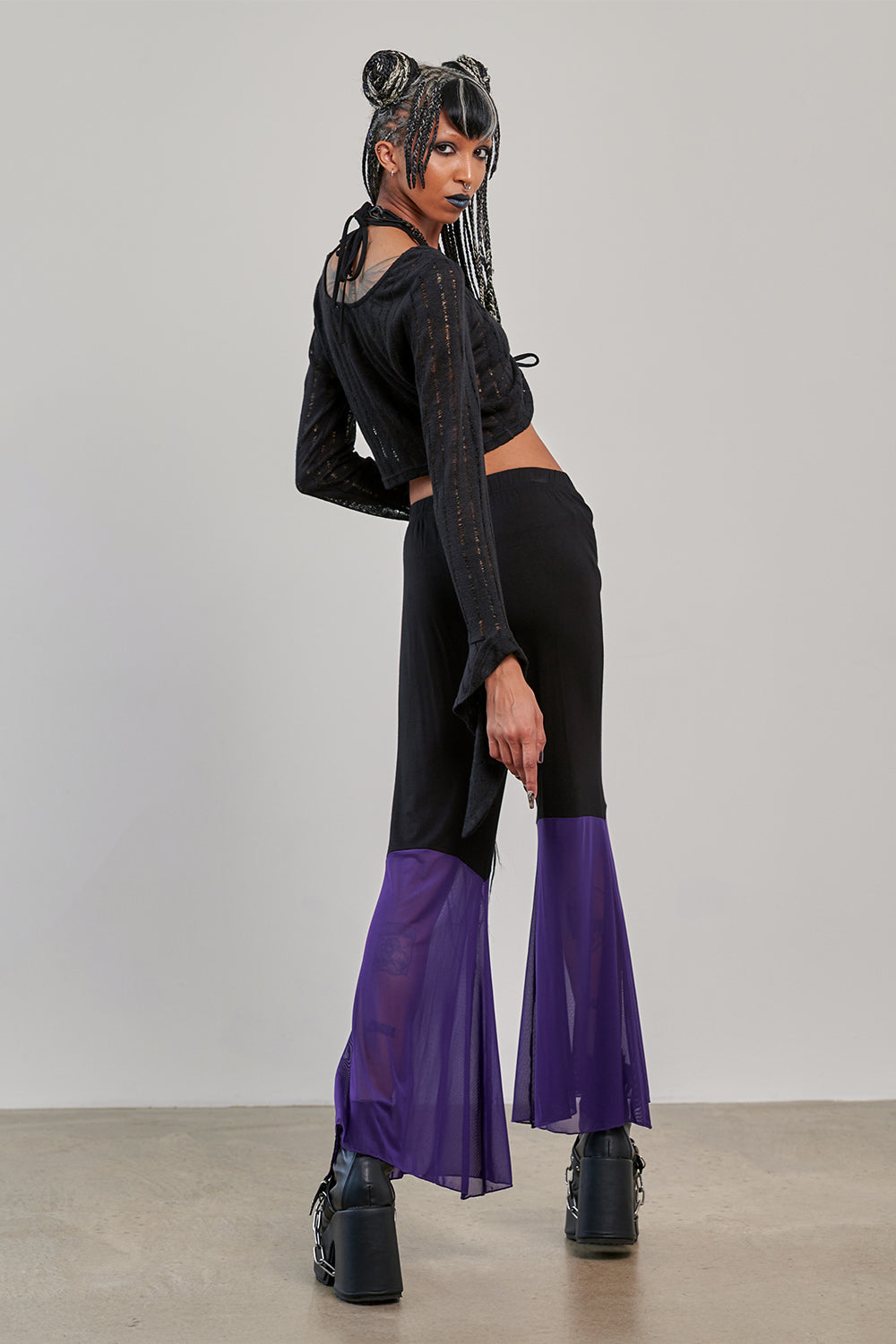 Schwarzes Oberteil MORGANA WITCHING TOP mit Raffung an der Vorderseite von Banned