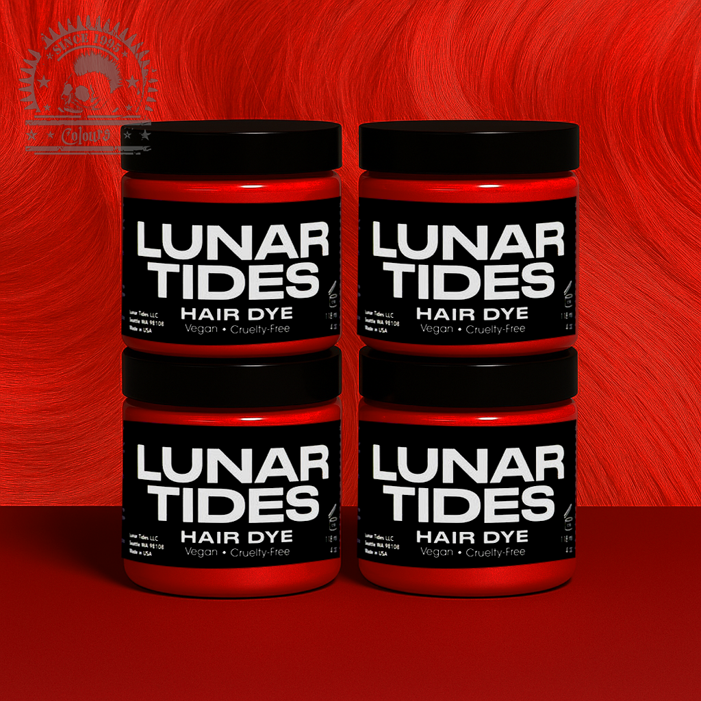 semi-permanente Haartönung 4er-Sparset&nbsp;TRUE LUST in dem Farbton kräftiges, helles Rot mit leicht orangen und pinken Untertönen von Lunar Tides