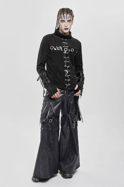 Schwarzes Oberteil Alien San't Longsleeve Top mit Zierösen von Devil Fashion