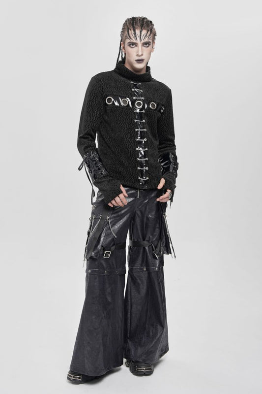 Schwarzes Oberteil Alien San't Longsleeve Top mit Zierösen von Devil Fashion