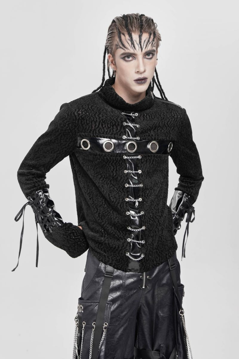 Schwarzes Oberteil Alien San't Longsleeve Top mit Zierösen von Devil Fashion