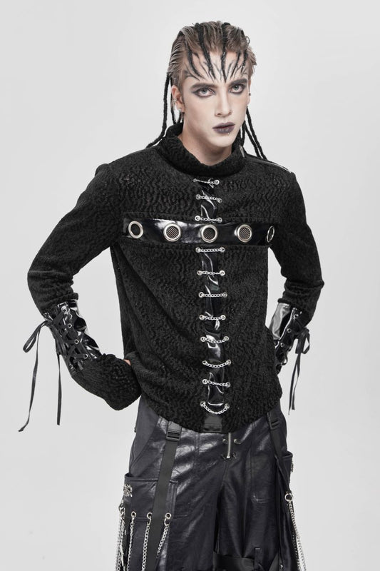 Schwarzes Oberteil Alien San't Longsleeve Top mit Zierösen von Devil Fashion