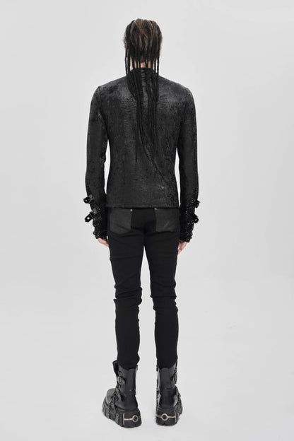 Schwarzes Oberteil Dark Guild Top mit Zierketten und Schnürung von Devil Fashion