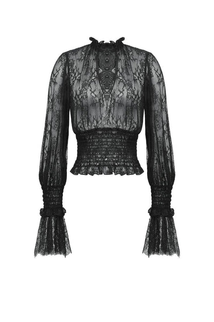 Schwarzes Shirt Aether And Lace Top mit Spitzenmuster von Dark In Love