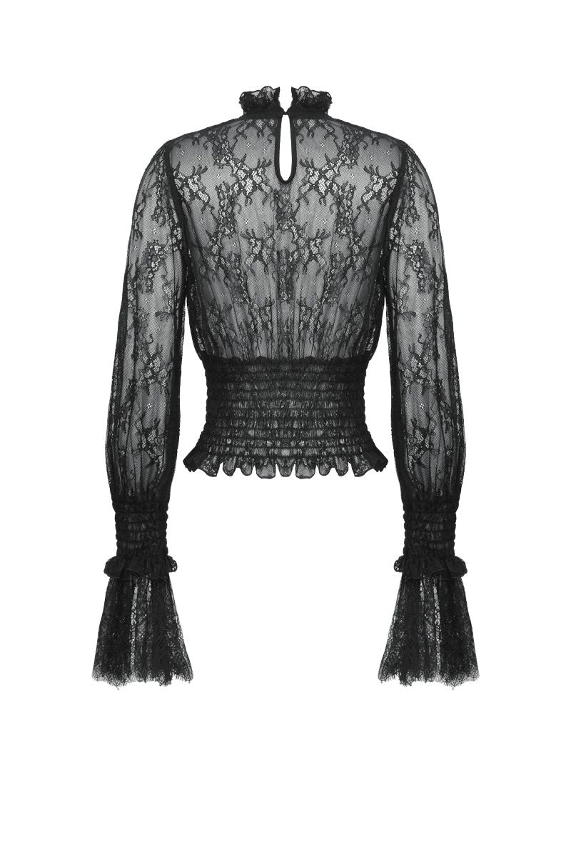 Schwarzes Shirt Aether And Lace Top mit Spitzenmuster von Dark In Love