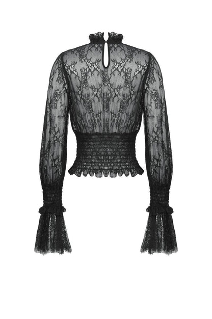 Schwarzes Shirt Aether And Lace Top mit Spitzenmuster von Dark In Love