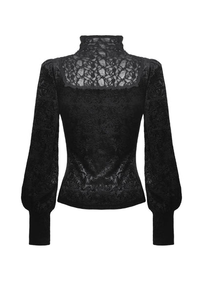 Schwarzes Shirt Velvet Dusk Top mit floralem Muster von Dark In Love