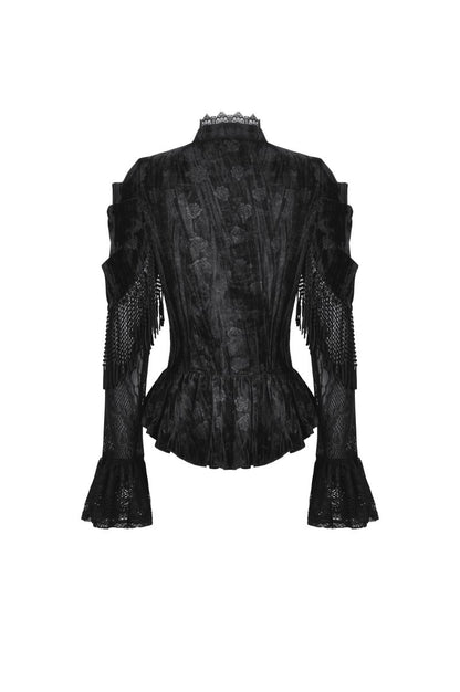Schwarzes Shirt Velvet Poetry Top mit Spitzenelementen von Dark In Love