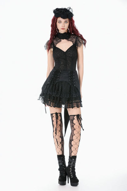 Schwarzes Oberteil Eclipse Lace Top aus Spitzenstoff von Dark In Love