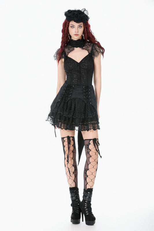 Schwarzes Oberteil Eclipse Lace Top aus Spitzenstoff von Dark In Love