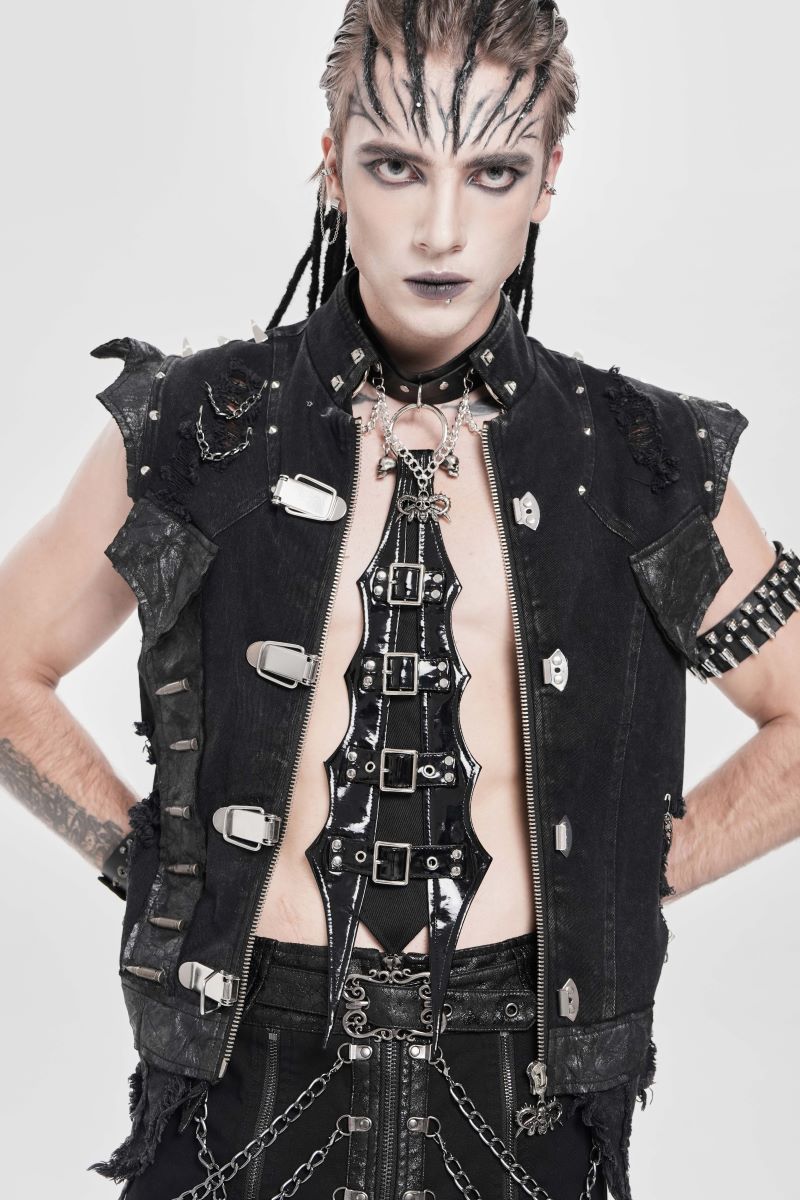 Schwarzer Choker The Office Antagonist Choker Tie mit Lackoptik Krawatte von Devil Fashion