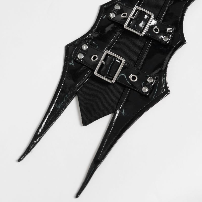 Schwarzer Choker The Office Antagonist Choker Tie mit Lackoptik Krawatte von Devil Fashion