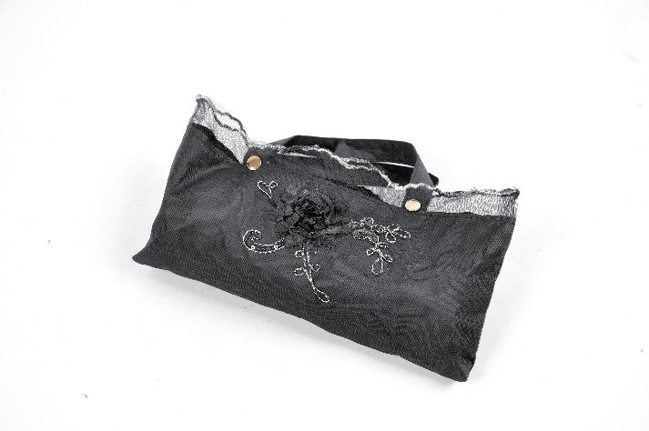 Schwarz/Weißer Sonnenschirm The Secret Garden Parasol floraler Stickerei von Dark In Love