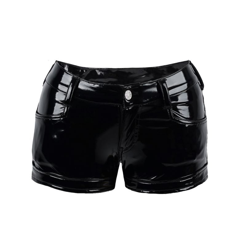 Schwarze Hot Pants Hot Panty PVC in Lackoptik von Zügellos