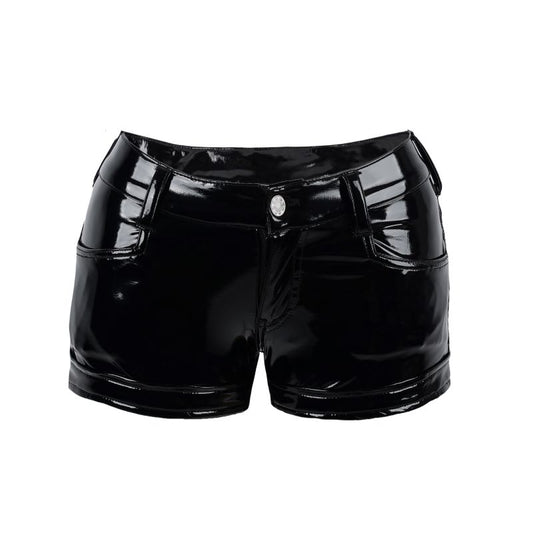 Schwarze Hot Pants Hot Panty PVC in Lackoptik von Zügellos